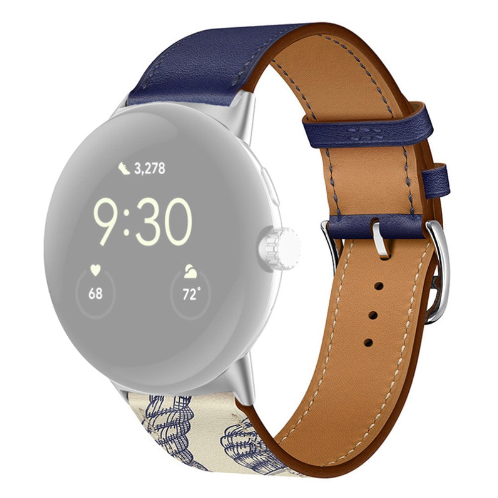 Mega fint Google Pixel Watch Ægte læder Rem - Sølv#serie_1