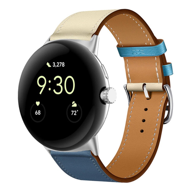 Mega fint Google Pixel Watch Ægte læder Rem - Blå#serie_11