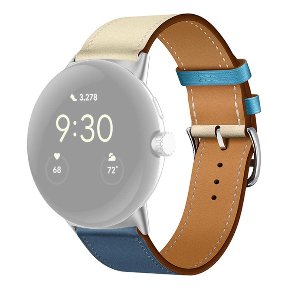 Mega fint Google Pixel Watch Ægte læder Rem - Blå#serie_11