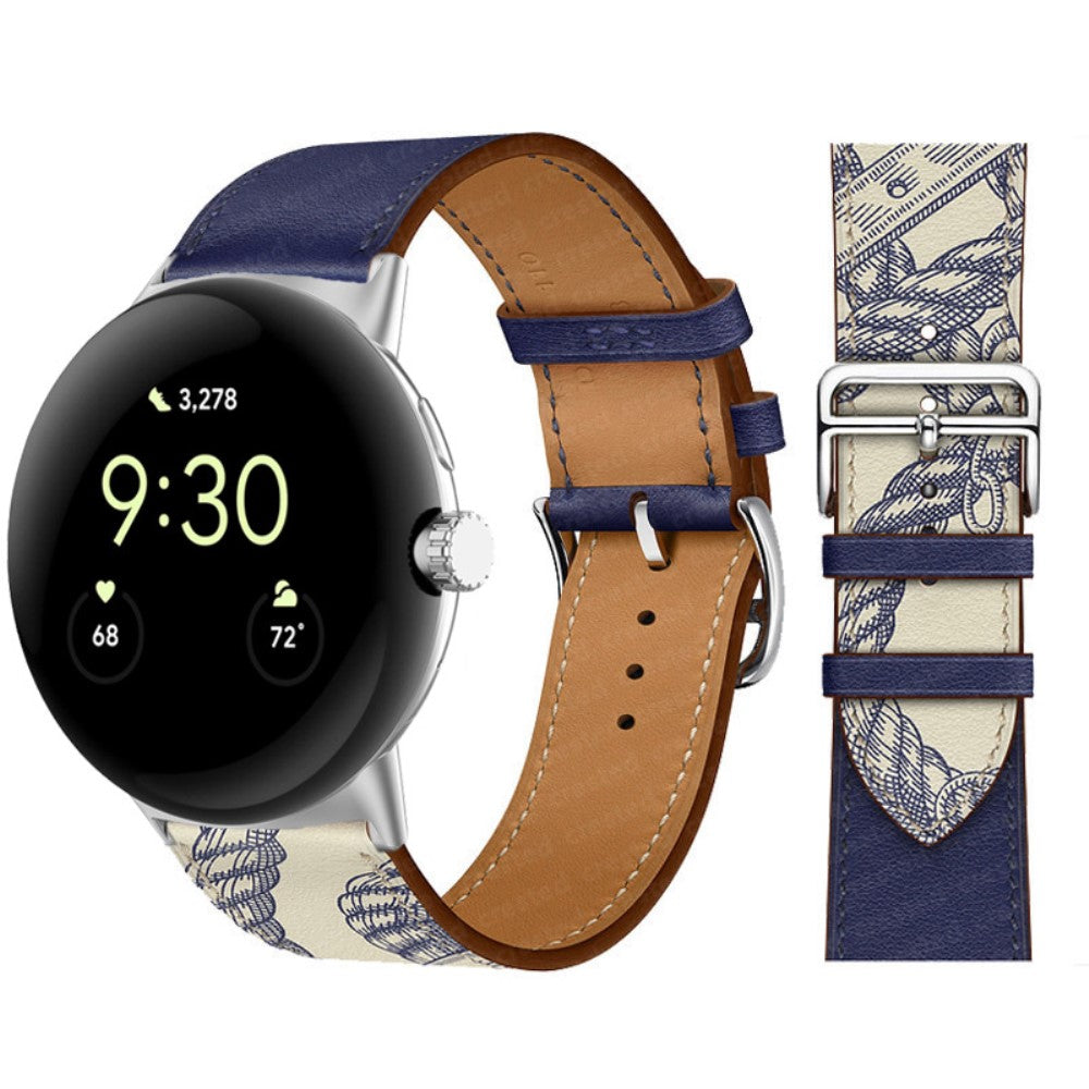 Mega fint Google Pixel Watch Ægte læder Rem - Sølv#serie_12