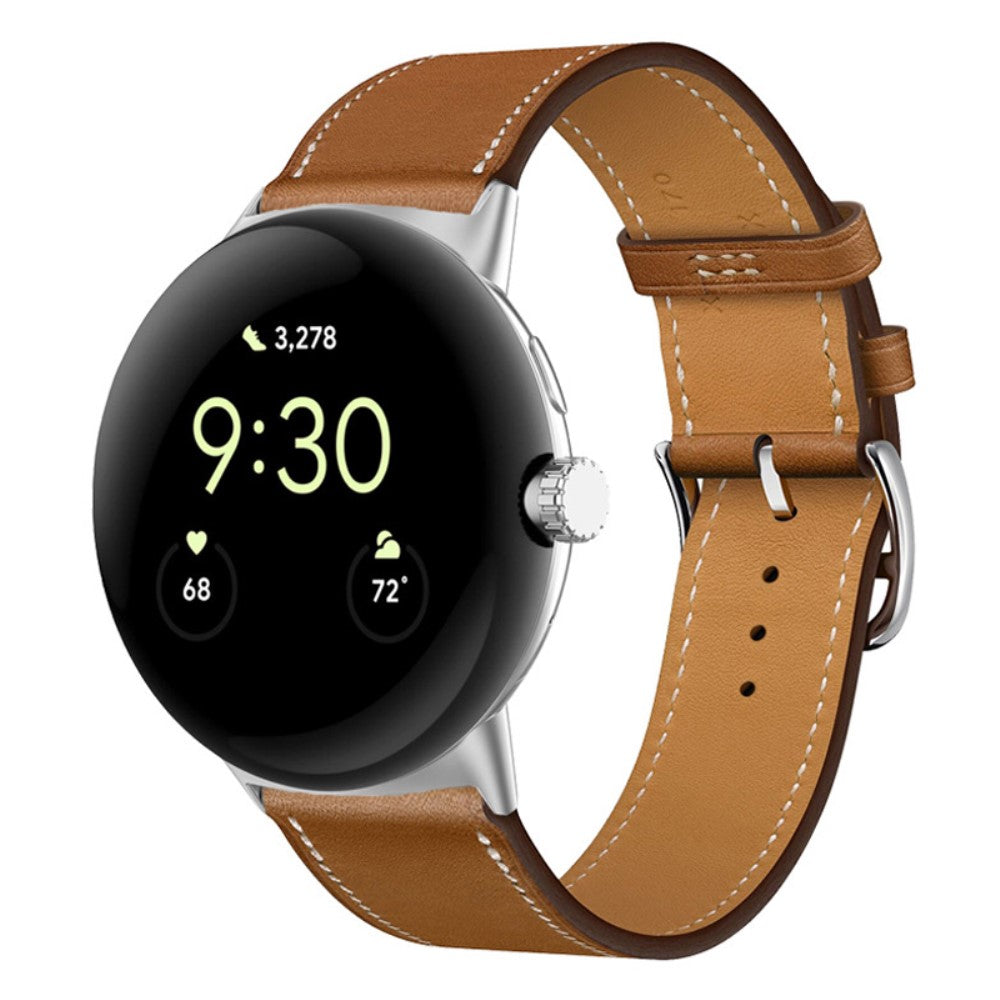 Mega fint Google Pixel Watch Ægte læder Rem - Brun#serie_13