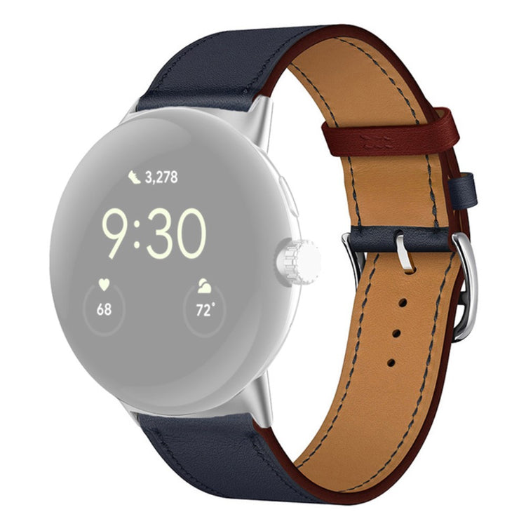 Mega fint Google Pixel Watch Ægte læder Rem - Blå#serie_4