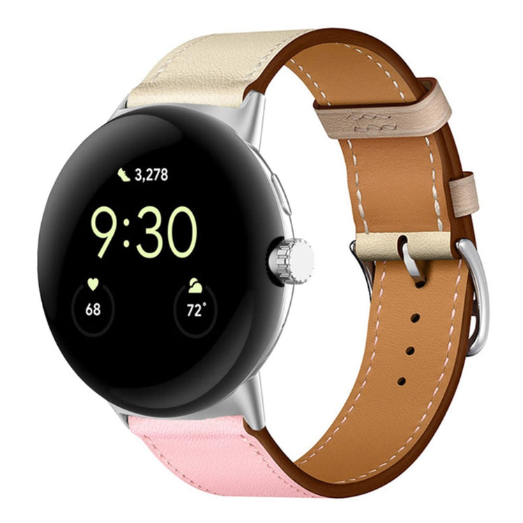 Mega fint Google Pixel Watch Ægte læder Rem - Pink#serie_5