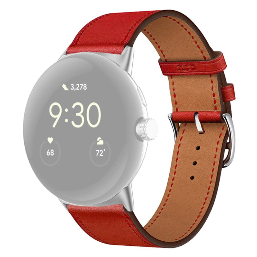 Mega fint Google Pixel Watch Ægte læder Rem - Rød#serie_8