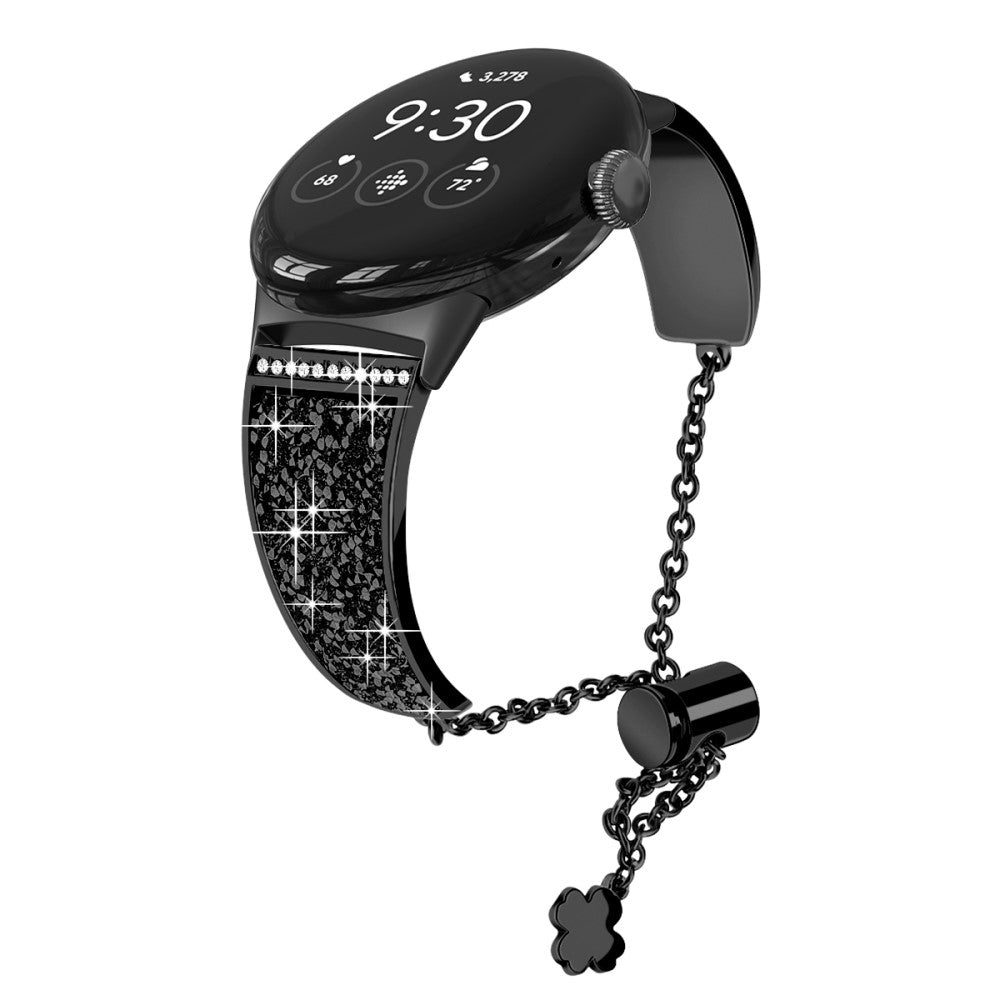 Solid Google Pixel Watch Metal og Rhinsten Rem - Sort#serie_1