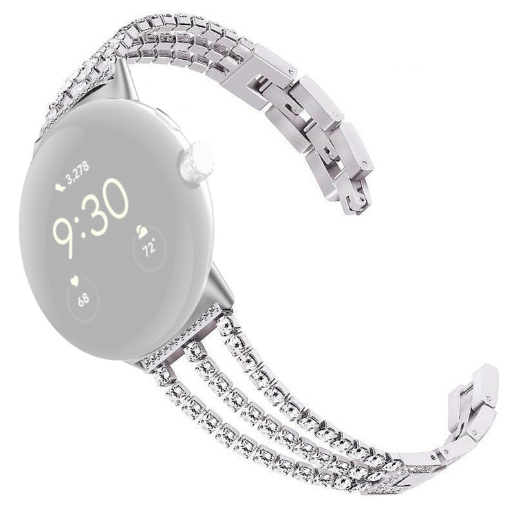 Rigtigt Skøn Metal Og Rhinsten Rem passer til Google Pixel Watch - Sølv#serie_1