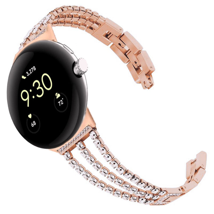 Rigtigt Skøn Metal Og Rhinsten Rem passer til Google Pixel Watch - Pink#serie_2
