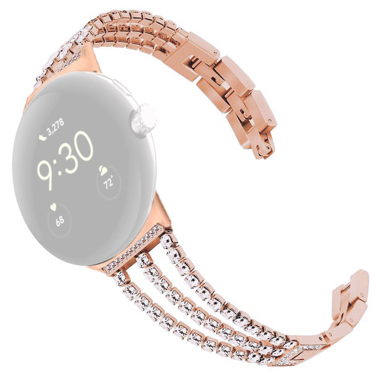 Rigtigt Skøn Metal Og Rhinsten Rem passer til Google Pixel Watch - Pink#serie_2