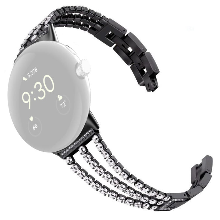 Rigtigt Skøn Metal Og Rhinsten Rem passer til Google Pixel Watch - Sort#serie_3