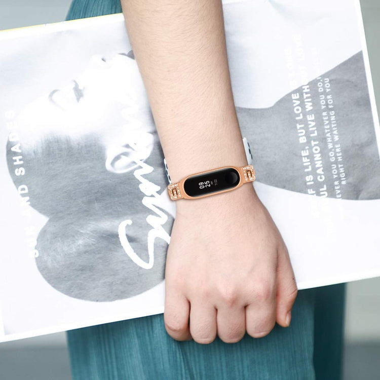  Xiaomi Mi Band 3 / Xiaomi Mi Smart Band 4 Metal og Rhinsten Rem - Pink#serie_3
