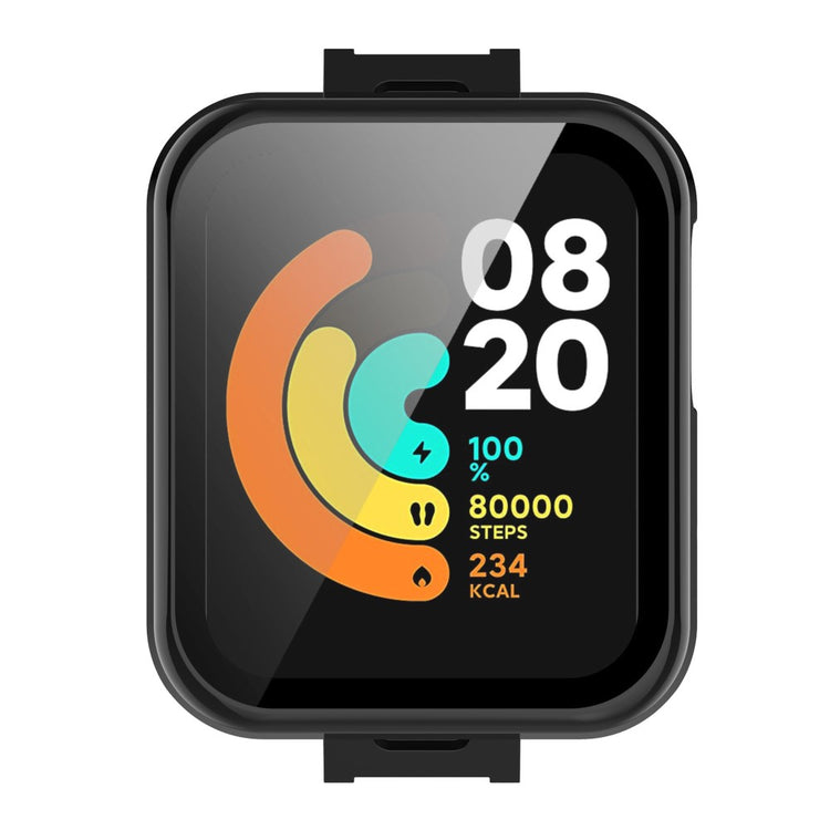 Super Fed Xiaomi Mi Watch Lite / Xiaomi Redmi Watch Cover med Skærmbeskytter i Plastik og Hærdet Glas - Sort#serie_1