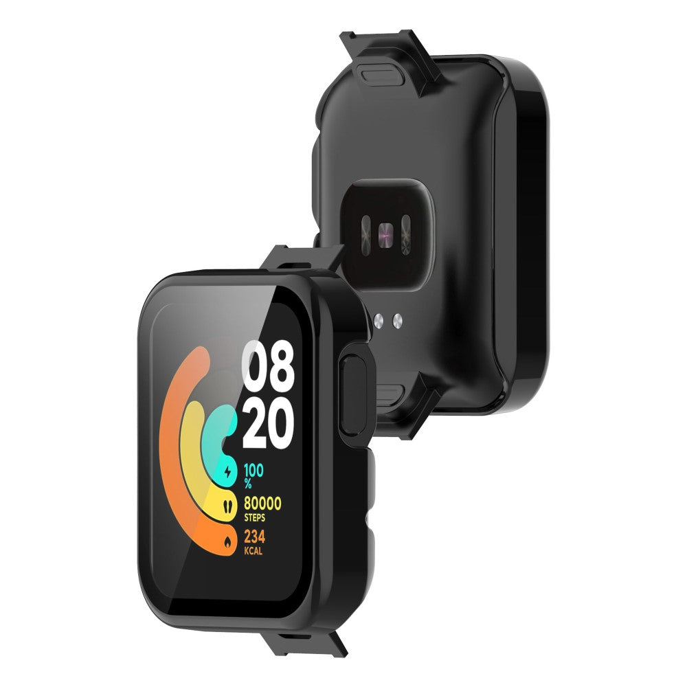 Super Fed Xiaomi Mi Watch Lite / Xiaomi Redmi Watch Cover med Skærmbeskytter i Plastik og Hærdet Glas - Sort#serie_1