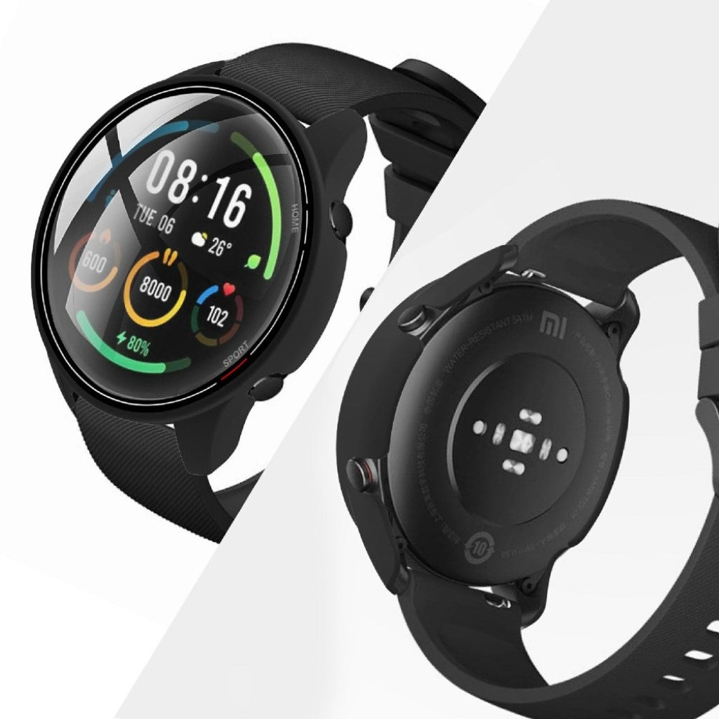 Vildt Fint Xiaomi Mi Watch Color Silikone og Glas Cover - Sort#serie_1