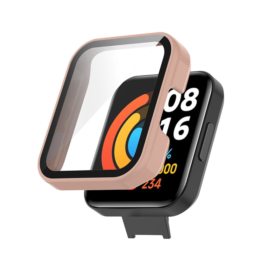 Super Fed Xiaomi Redmi Watch 2 Cover med Skærmbeskytter i Plastik og Hærdet Glas - Pink#serie_5