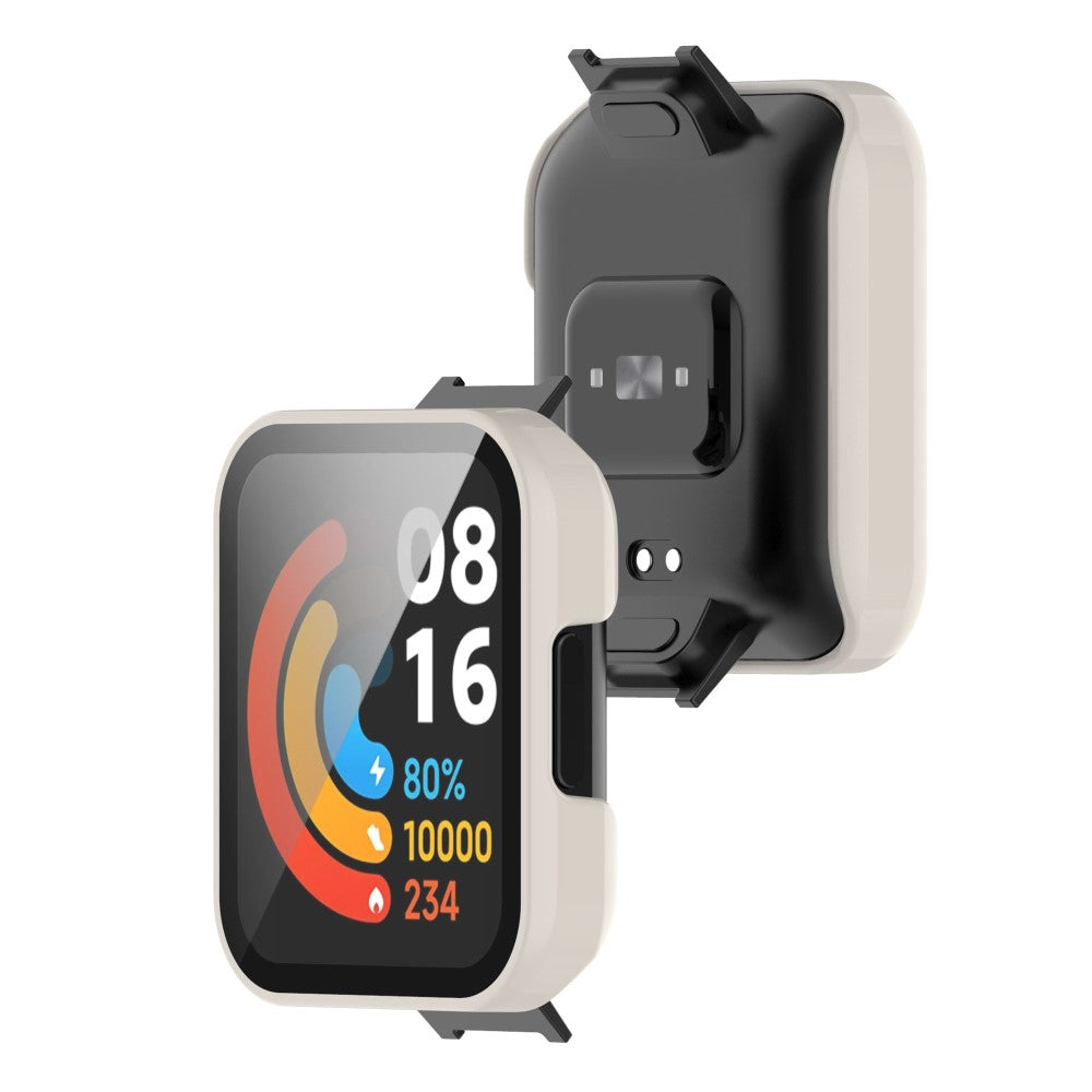 Vildt Godt Xiaomi Redmi Watch 2 Lite Cover med Skærmbeskytter i Plastik og Hærdet Glas - Hvid#serie_3