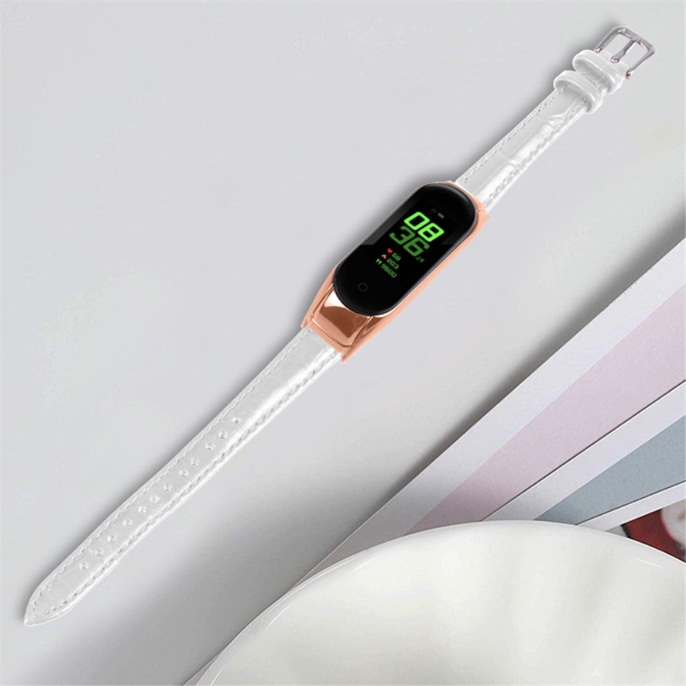 Alle tiders Xiaomi Mi Band 7 Ægte læder Urrem - Hvid#serie_1