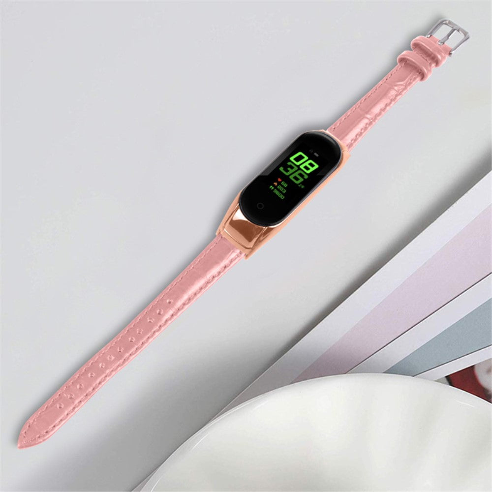 Alle tiders Xiaomi Mi Band 7 Ægte læder Urrem - Pink#serie_2