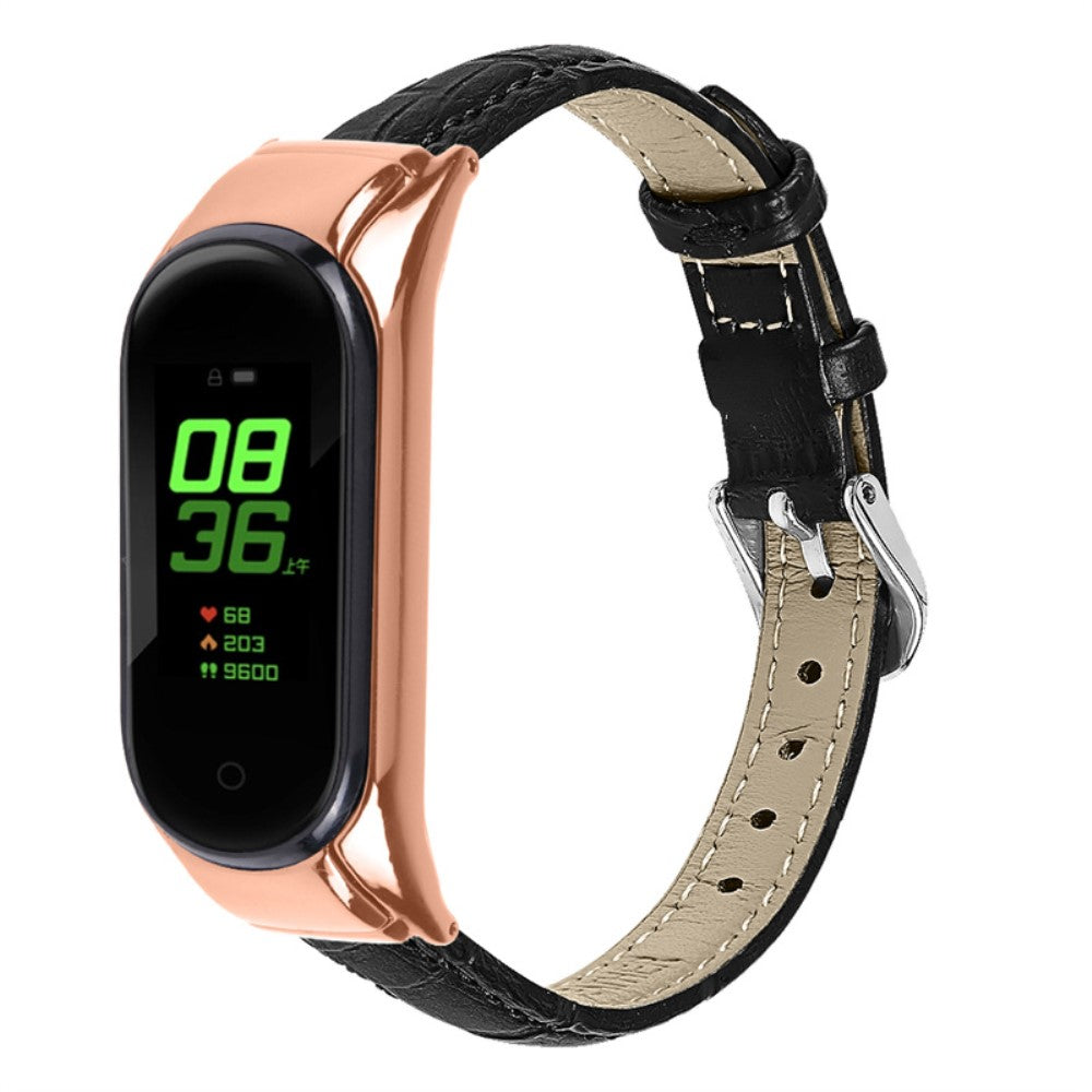 Vildt nydelig Xiaomi Mi Band 7 Ægte læder Rem - Sort#serie_3
