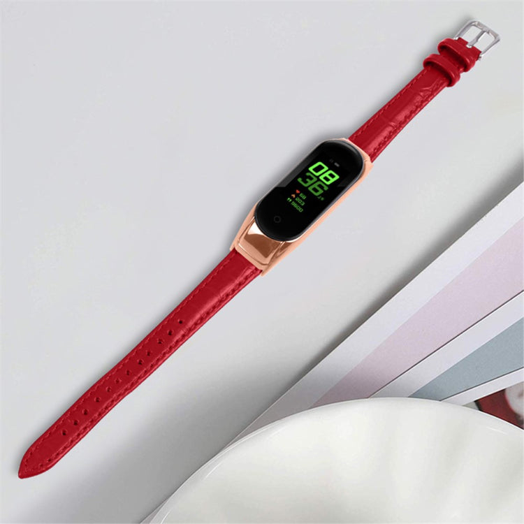 Alle tiders Xiaomi Mi Band 7 Ægte læder Urrem - Rød#serie_4