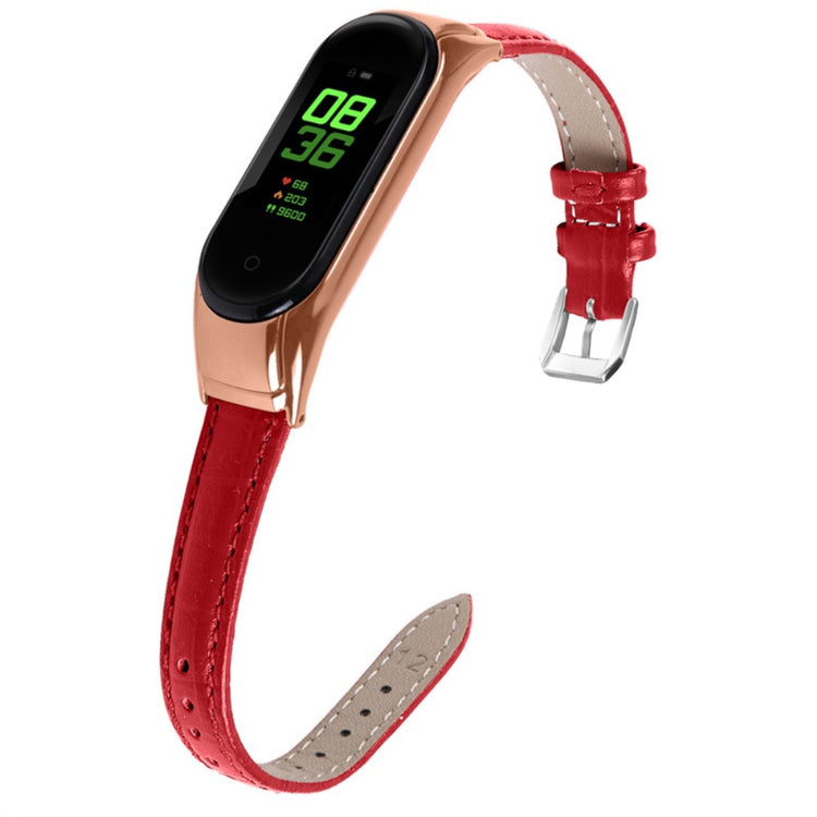 Alle tiders Xiaomi Mi Band 7 Ægte læder Urrem - Rød#serie_4