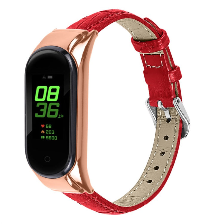 Vildt nydelig Xiaomi Mi Band 7 Ægte læder Rem - Rød#serie_4