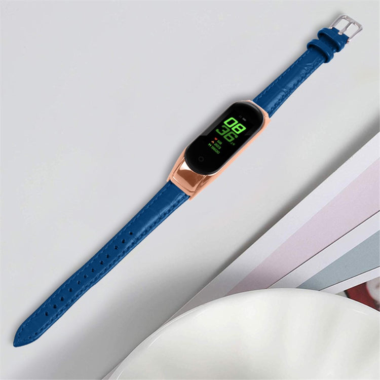 Alle tiders Xiaomi Mi Band 7 Ægte læder Urrem - Blå#serie_5
