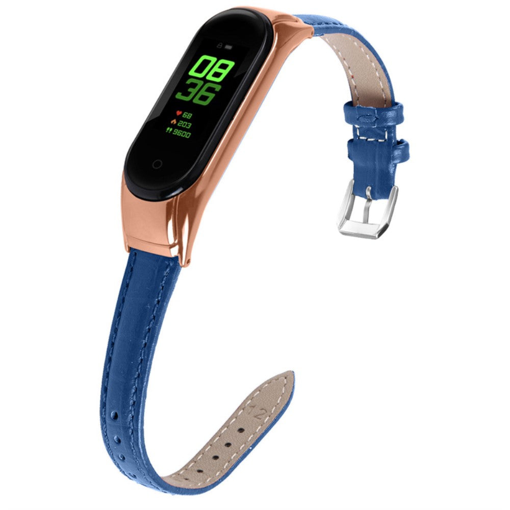 Alle tiders Xiaomi Mi Band 7 Ægte læder Urrem - Blå#serie_5