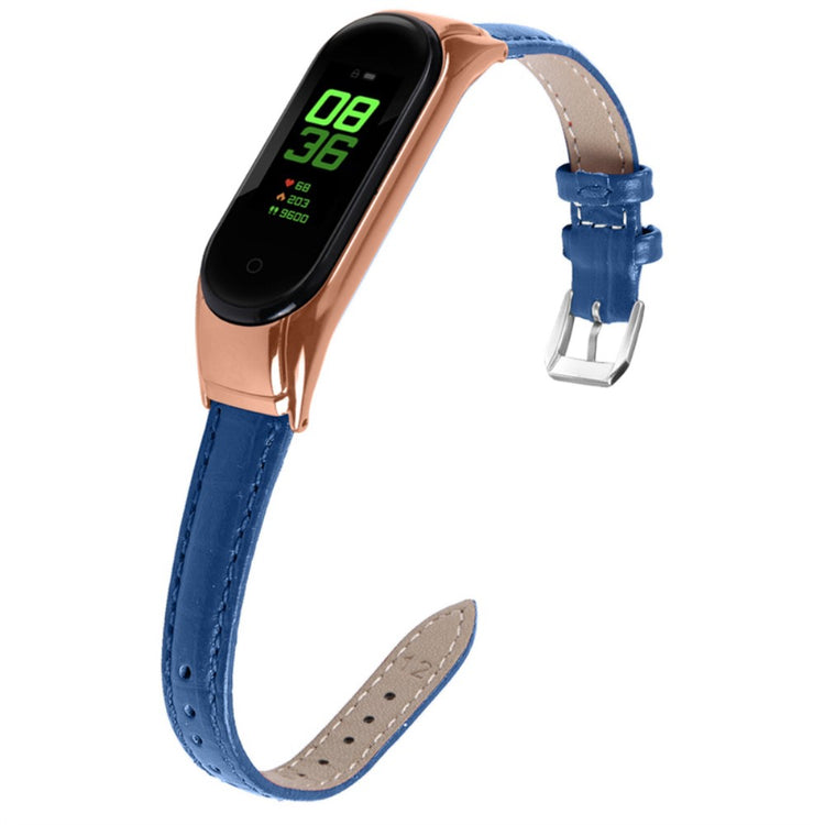 Alle tiders Xiaomi Mi Band 7 Ægte læder Urrem - Blå#serie_5
