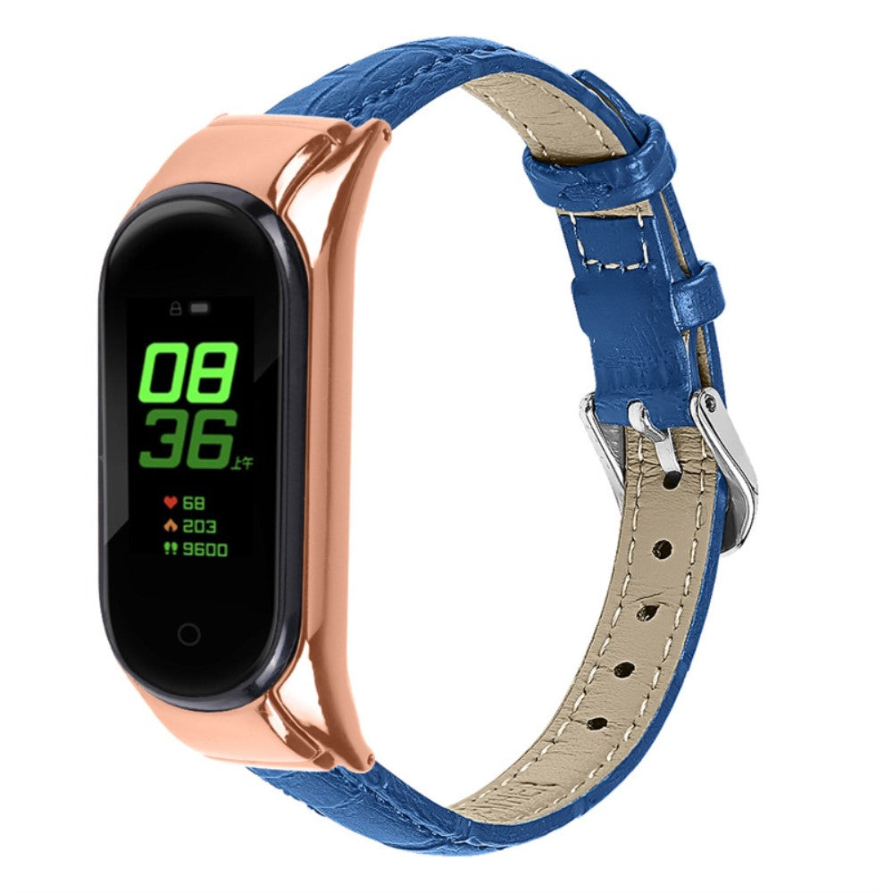 Vildt nydelig Xiaomi Mi Band 7 Ægte læder Rem - Blå#serie_5