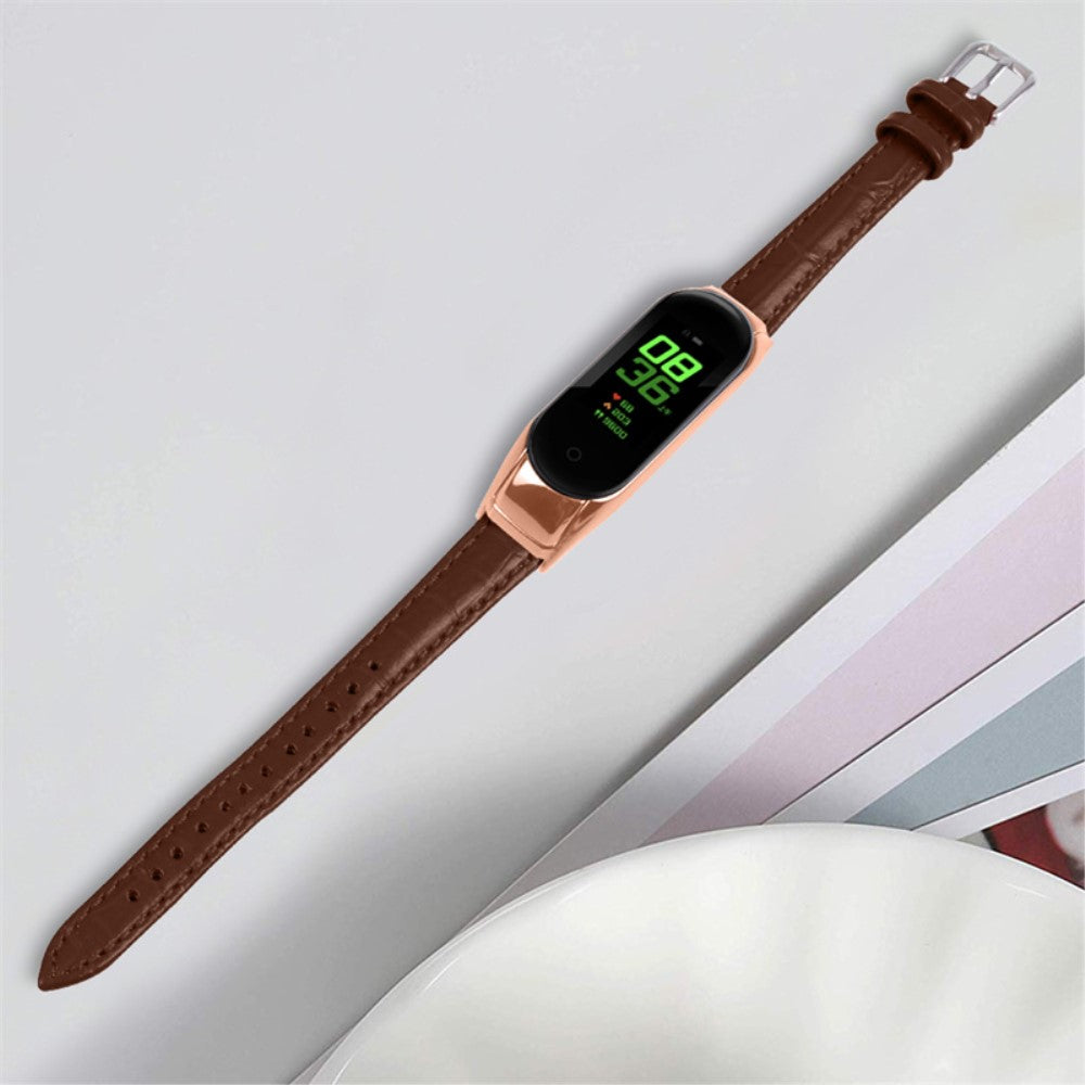 Alle tiders Xiaomi Mi Band 7 Ægte læder Urrem - Brun#serie_6