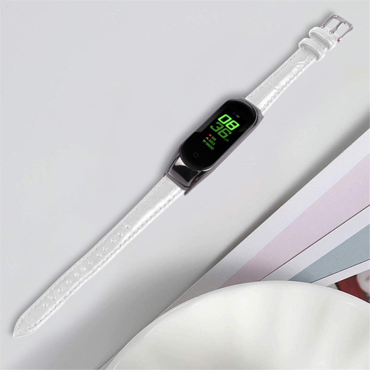 Kønt Xiaomi Mi Band 7 Ægte læder Urrem - Hvid#serie_1