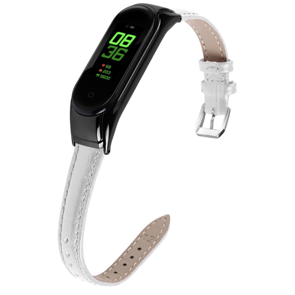Kønt Xiaomi Mi Band 7 Ægte læder Urrem - Hvid#serie_1