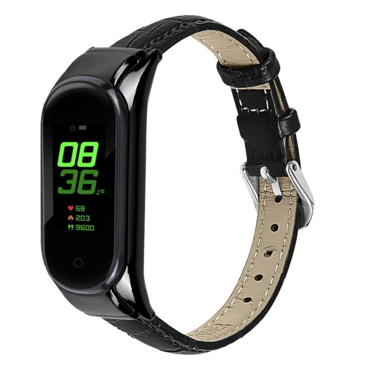 Vildt fint Xiaomi Mi Band 7 Ægte læder Rem - Sort#serie_3