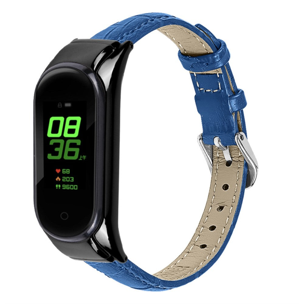 Vildt fint Xiaomi Mi Band 7 Ægte læder Rem - Blå#serie_5