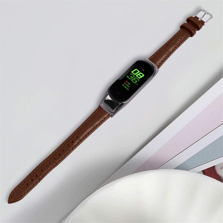 Kønt Xiaomi Mi Band 7 Ægte læder Urrem - Brun#serie_6