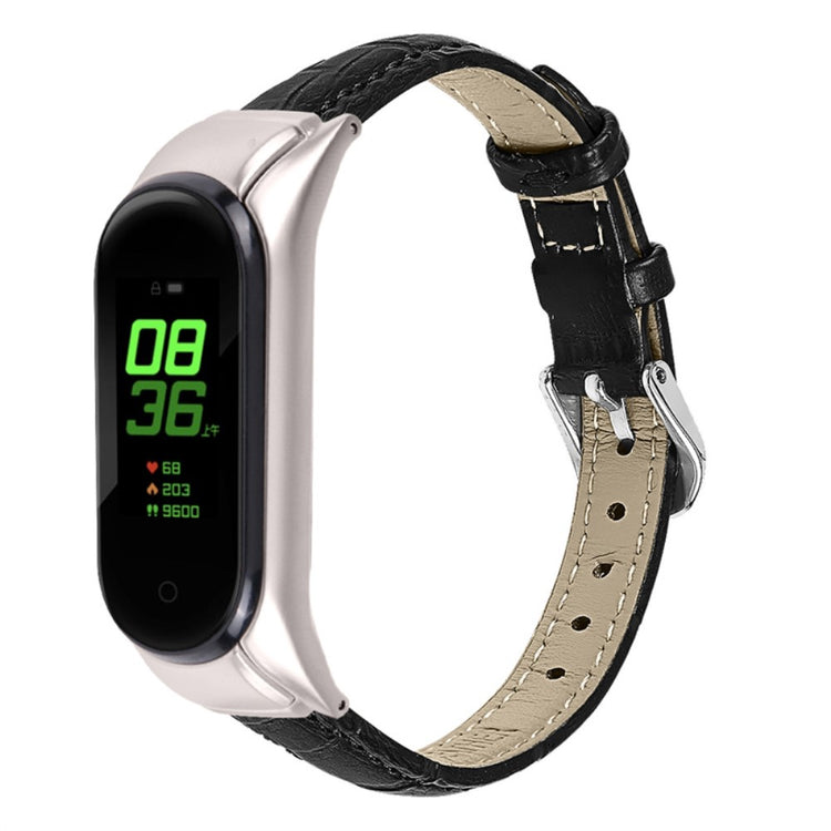Helt vildt skøn Xiaomi Mi Band 7 Ægte læder Urrem - Sort#serie_3