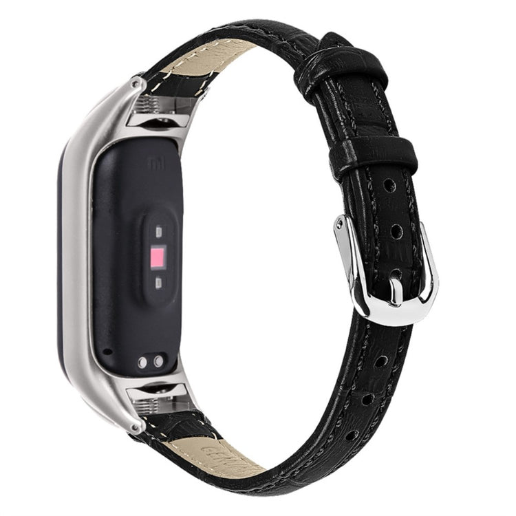 Mega slidstærk Xiaomi Mi Band 7 Ægte læder Rem - Sort#serie_3