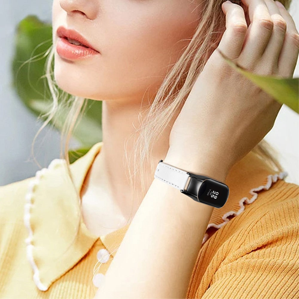 Super fint Xiaomi Mi Band 7 Ægte læder Urrem - Hvid#serie_1