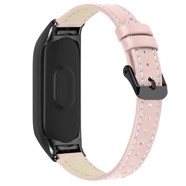 Super fint Xiaomi Mi Band 7 Ægte læder Urrem - Pink#serie_3