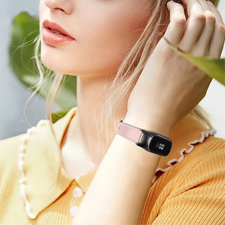 Super fint Xiaomi Mi Band 7 Ægte læder Urrem - Pink#serie_3
