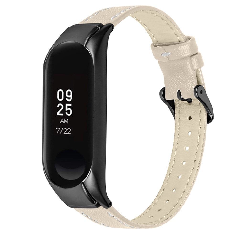 Super nydelig Xiaomi Mi Band 7 Ægte læder Rem - Beige#serie_9