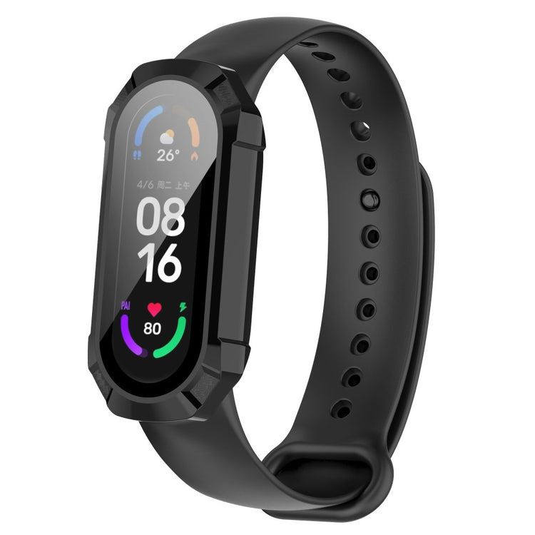 Beskyttende Xiaomi Mi Band 7 Cover med Skærmbeskytter i Plastik og Hærdet Glas - Sort#serie_1