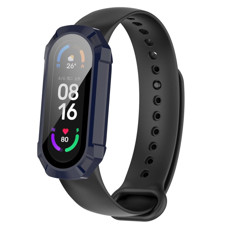 Beskyttende Xiaomi Mi Band 7 Cover med Skærmbeskytter i Plastik og Hærdet Glas - Blå#serie_2