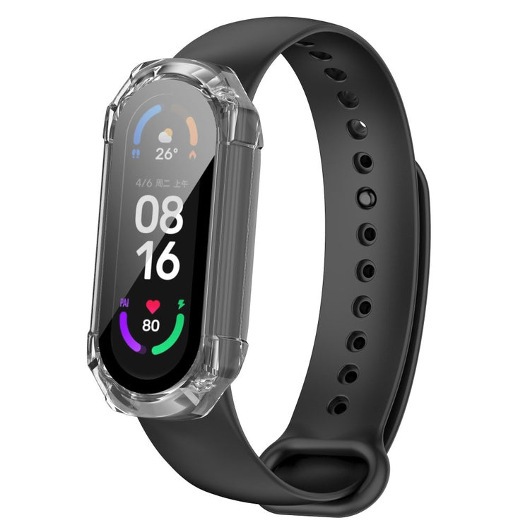 Beskyttende Xiaomi Mi Band 7 Cover med Skærmbeskytter i Plastik og Hærdet Glas - Hvid#serie_4