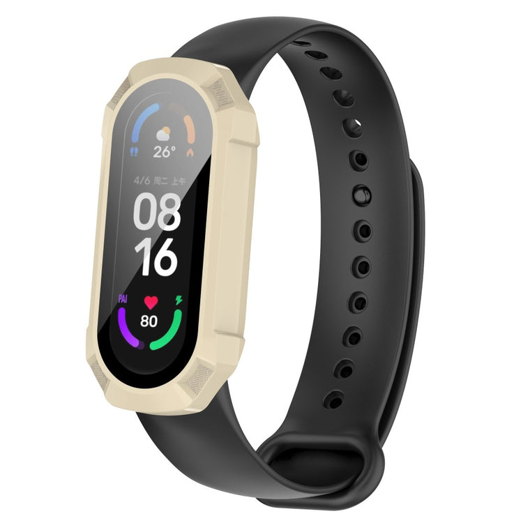 Beskyttende Xiaomi Mi Band 7 Cover med Skærmbeskytter i Plastik og Hærdet Glas - Hvid#serie_5