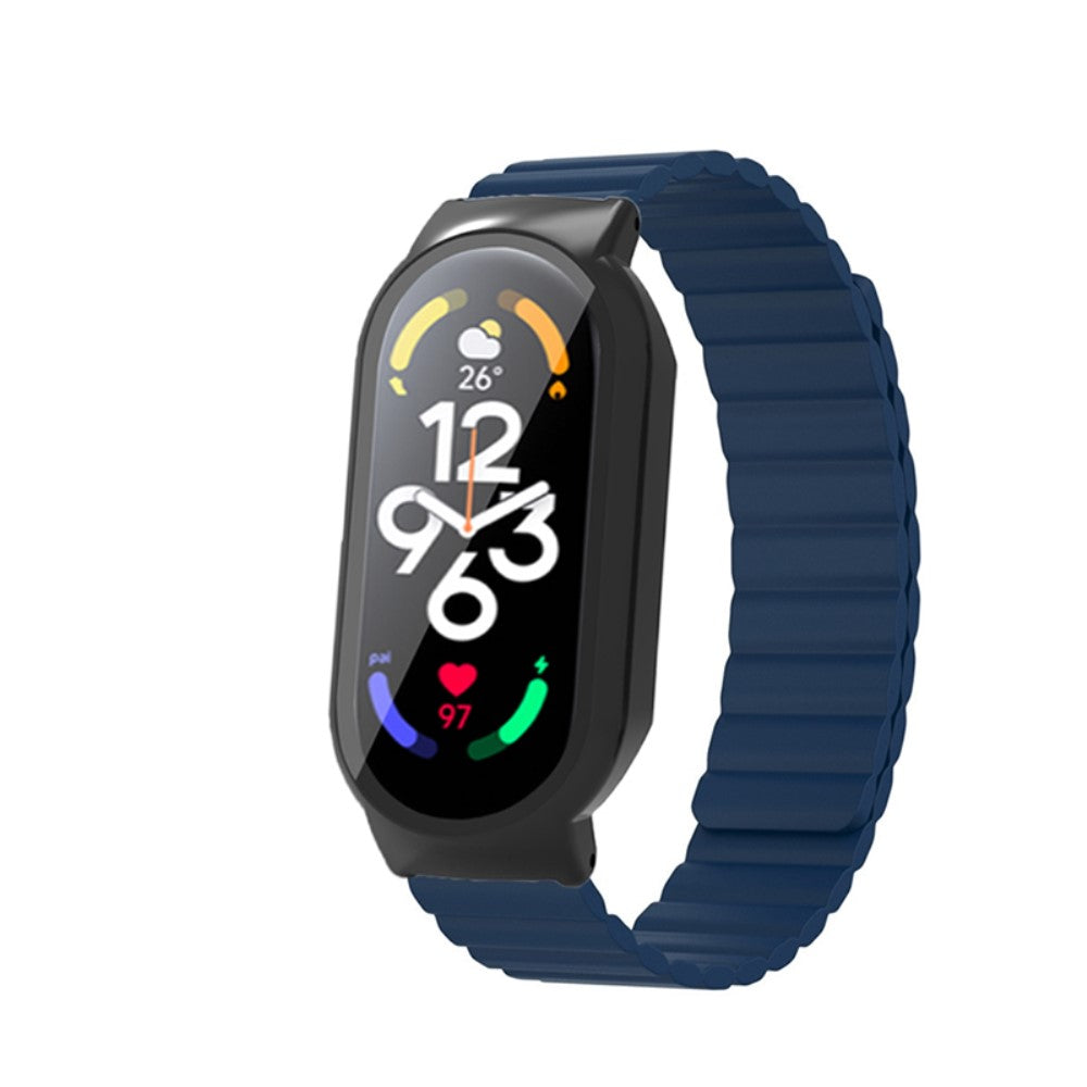 Vildt pænt Xiaomi Mi Band 7 Silikone og Glas Rem - Blå#serie_4