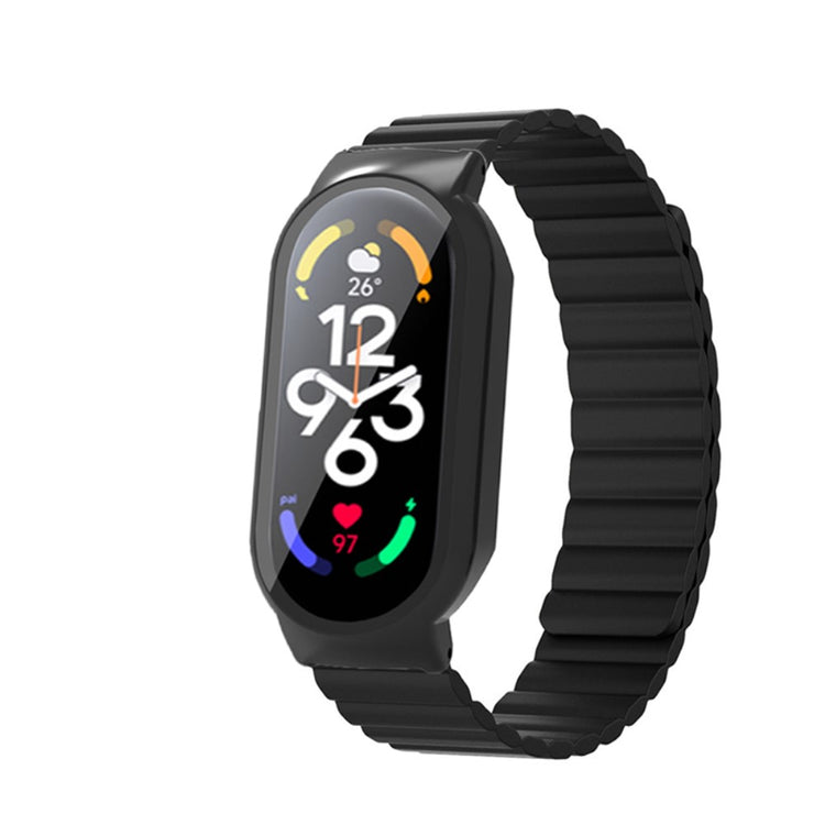 Vildt pænt Xiaomi Mi Band 7 Silikone og Glas Rem - Sort#serie_5