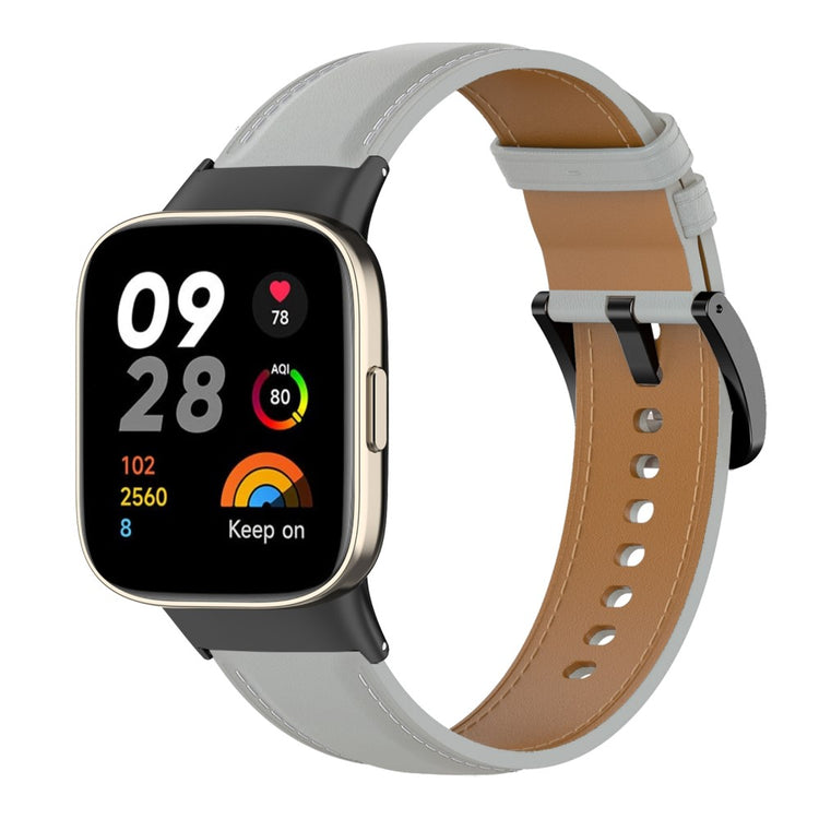 Ægte Læder Universal Rem passer til Xiaomi Redmi Watch 3 / Xiaomi Mi Watch Lite 3 - Sølv#serie_2