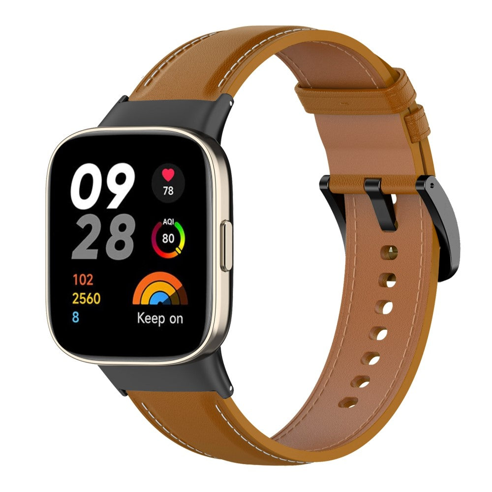 Ægte Læder Universal Rem passer til Xiaomi Redmi Watch 3 / Xiaomi Mi Watch Lite 3 - Brun#serie_3