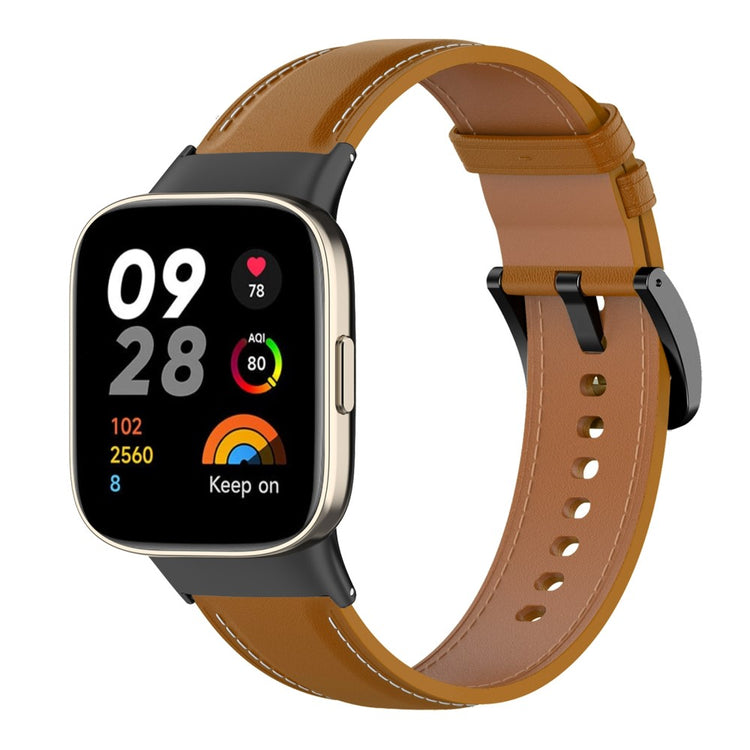 Ægte Læder Universal Rem passer til Xiaomi Redmi Watch 3 / Xiaomi Mi Watch Lite 3 - Brun#serie_3